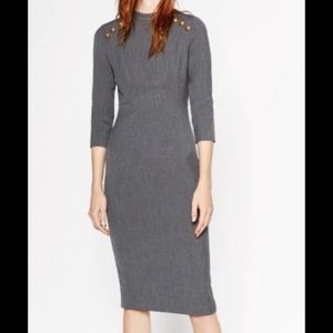 Zara Grey Midi Sheath Dress - Sz XS